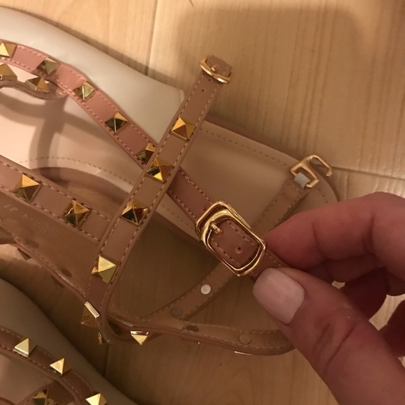 NWB Cream, pink & gold strappy flat sandals - Picture 4 of 7